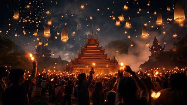 Lichterfest an Weihnachten in Thailand 