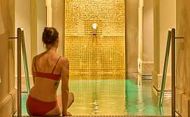 Goldwand in der Wellnessoase Novum Spa hinter Nackendusche
